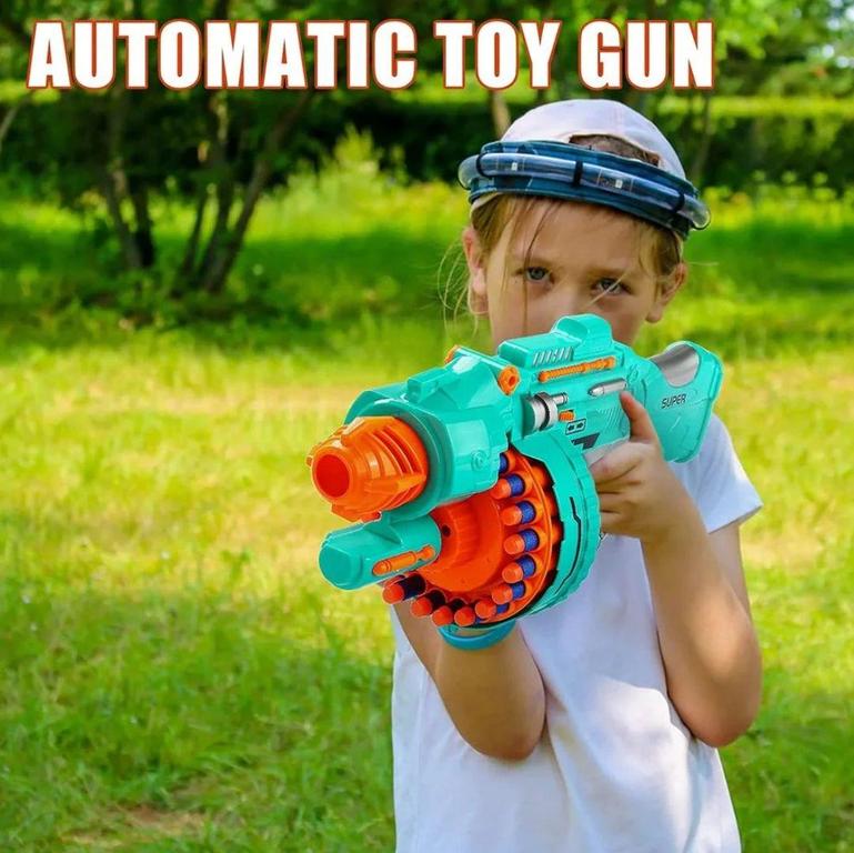 BLAST Super Gun - Automatic Soft Bullet Toy with Rotating Drum, 40 EVA Foam Bullets, Battery Operated for Indoor and Outdoor Play - 17
