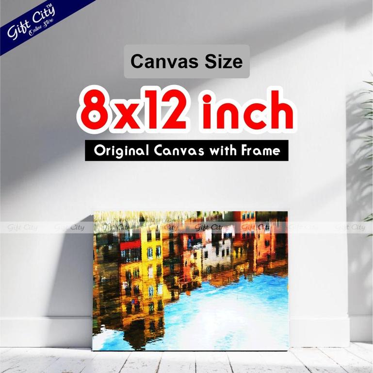 Building Reflection in Water Canvas Painting
