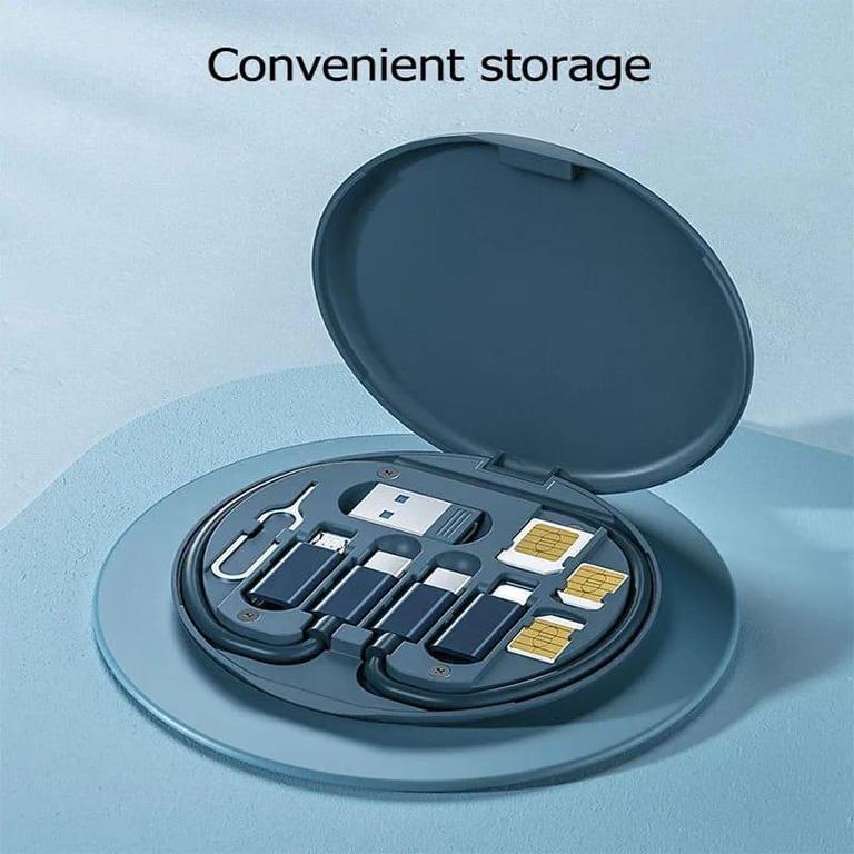 Data Cable – 60W Data Cable Set – Multifunction Fast Charging Kit with USB-C, Lightning, Micro USB & Adapters | Portable Travel Cable Organizer | High-Speed Data Transfer & Universal Compatibility for Smartphones, Tablets & Laptops – Storage Case - 7