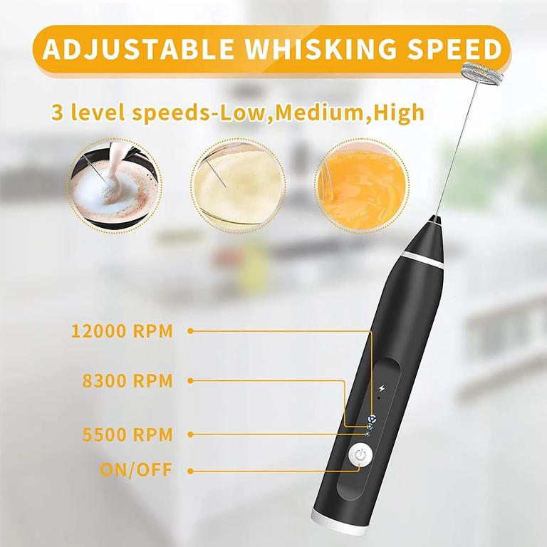 USB Rechargeable Coffee Beater Milk Frother - 3-Speed Handheld Electric Foam Maker with 2 Whisks for Coffee, Cappuccino, Latte, and Eggs - Silver Fox Ecom - 2