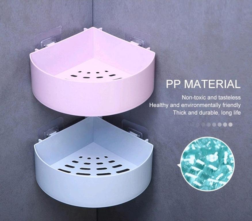 Adhesive Triangle Corner Shelf Organizer for Bathroom - No Drill Storage for Soap and Shampoo - 5