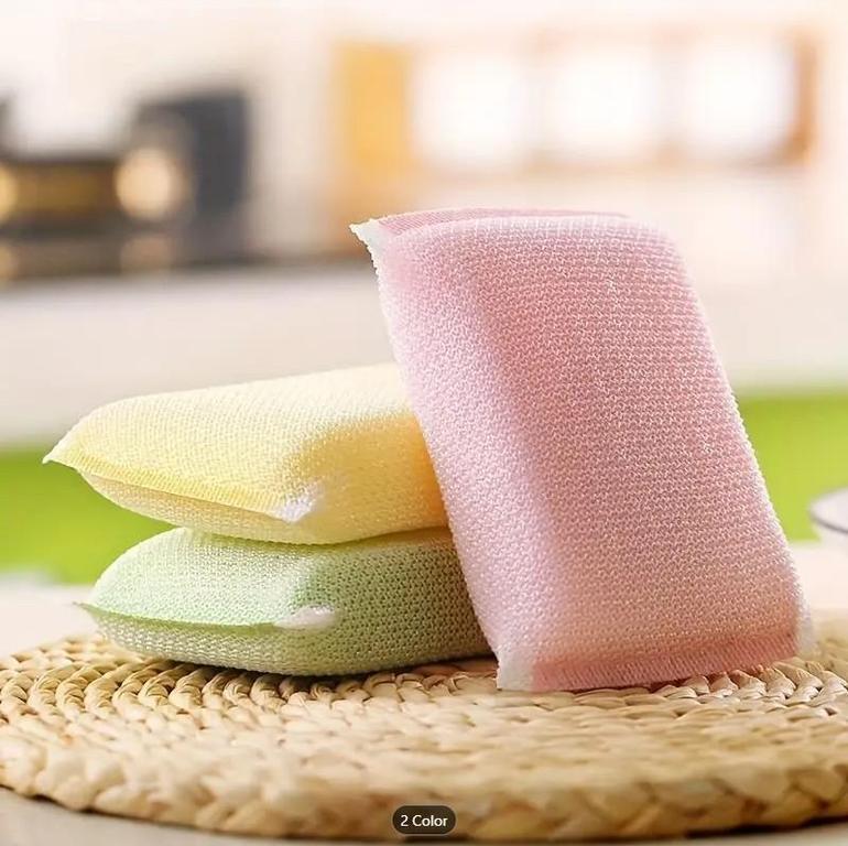 12 pcs Colorful Non-Scratch Kitchen Sponges | Double-Sided & Reusable - 7