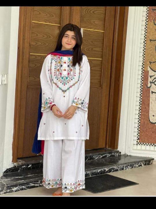 Khaadi Net Front Gala Daman and Embroidery Shirt Khaadi Net 4 Side Border Multi Embroidery & Gotta Lace Dupatta & Kataan Silk Trouser Ashrafi Dress - 1