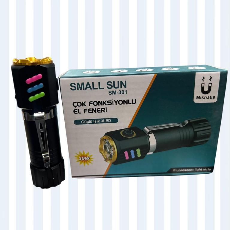 Small Sun SM-301 Rechargeable LED Flashlight | High Power Multi-Function Torch with Zoom, Side Light & Strong Magnetic Base" - 6