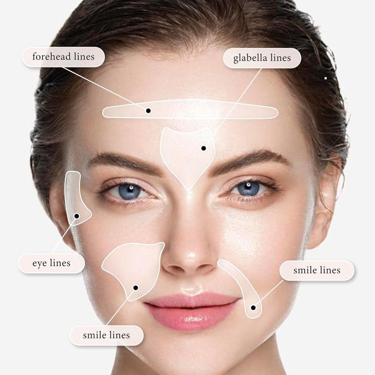 Face wrinkle Patches - Reusable Anti-Wrinkle Pads for Face - Skincare Pads to Smooth Eye, Mouth, Forehead - Clear Anti-Wrinkle Treatment for Overnight Lift - Train Facial Muscles to Reduce Fine Lines, Frown Lines, Smile Lines - 9