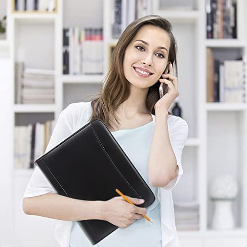 A4 Leather Document Portfolio and Organizer with Calculator and Pad - Professional Folder for Office Use - 7