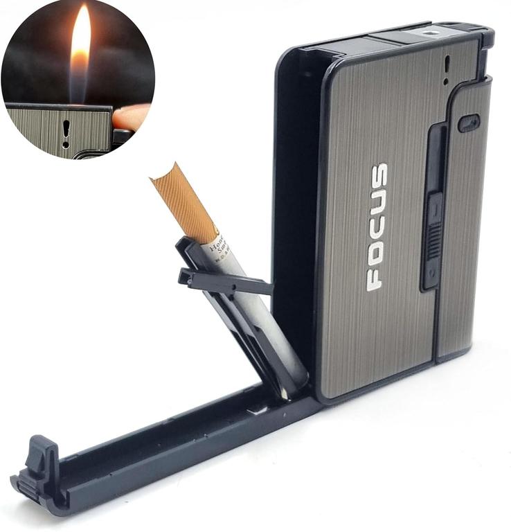 Automatic Cigarette Case With Inbuilt Refillable Lighter Premium Quality Men Gift - 3