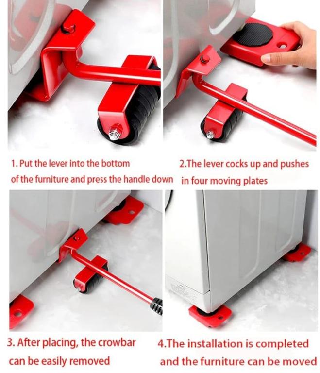 5-in-1 Furniture Moving Tool Set by T.F - Includes Transport Lifter, Furniture Slides, and 4 Wheeled Mover Roller - 10