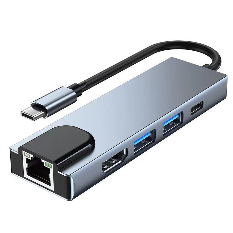AXOTIC 5-in-1 USB C Hub with 4K HDMI, Ethernet RJ45, USB-C Power Delivery, and USB-A Ports - 1