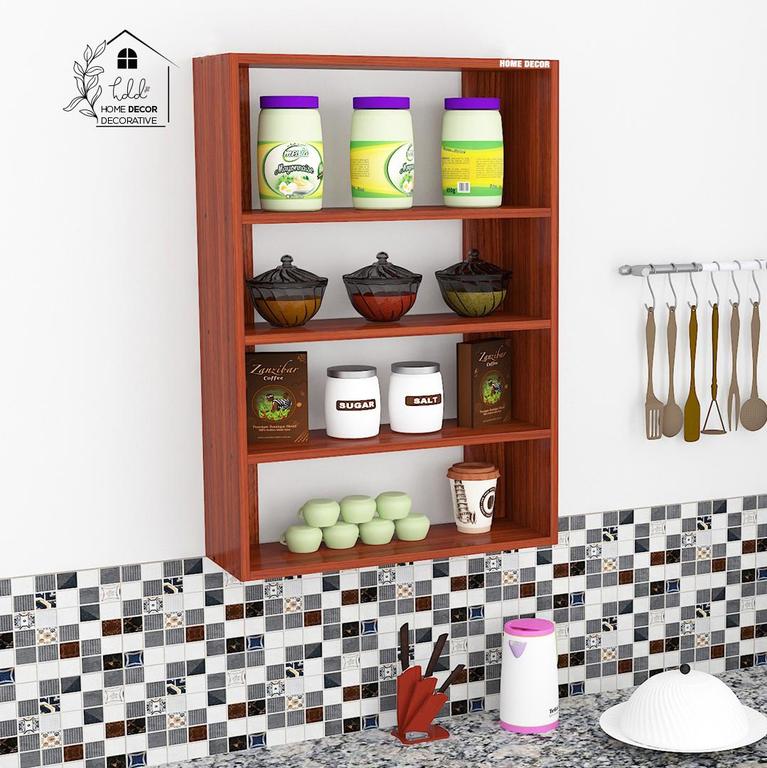 Elegant Kitchen Display Storage Rack Shelf Classic Walnut Engineered Wood Open Book Shelf DIY (Do-It-Yourself) Finish Color - Brown by Home Décor Decorative - 1