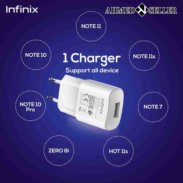 Infinix 18W Fast Charger with Type-C & Micro USB Cable – Compatible with Note 8, 9, 10, 11, Xiaomi, Samsung and More - 5