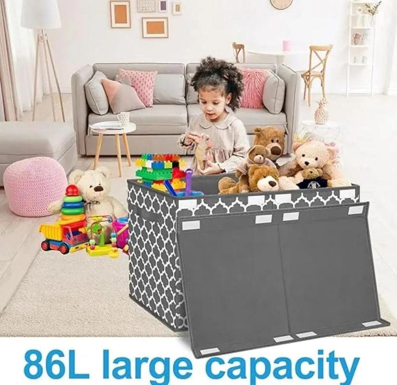 Large Toy Storage Box Container for Kids - Collapsible Storage Bins with Flip-Top Lid for Nursery and Playroom - 2