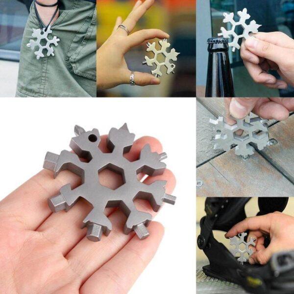18-in-1 Snowflake Multi-Tool Keychain