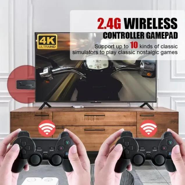 Original M8 Wireless Retro Game Console With 64GB TF Card Plug and Play Video Game Stick Built-in 20000+ Games | 4K High Definition HDMI Output | Dual 2.4GHz Wireless Controllers | Plug and Play Gaming Stick - 1