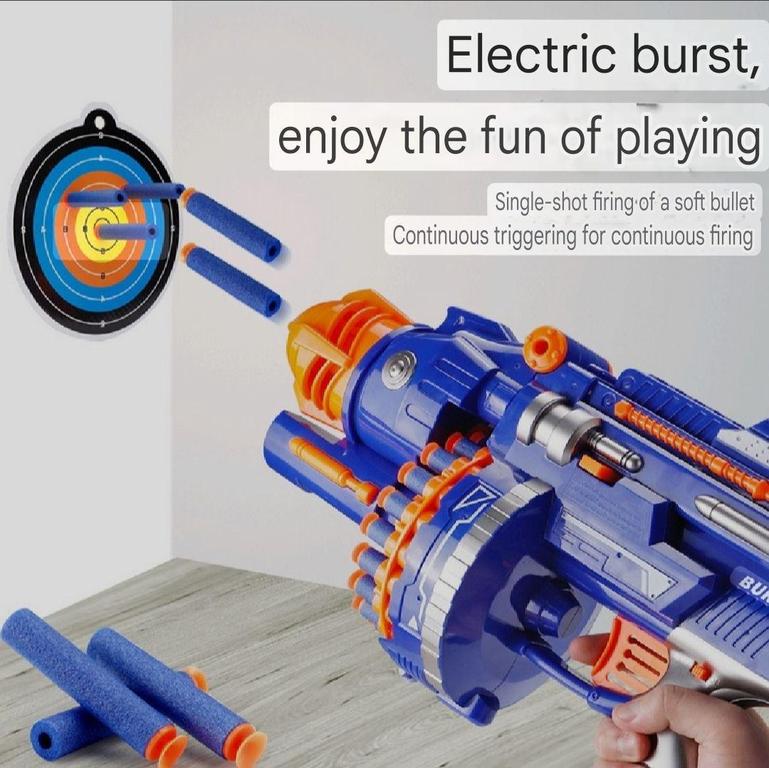 BLAST Super Gun - Automatic Soft Bullet Toy with Rotating Drum, 40 EVA Foam Bullets, Battery Operated for Indoor and Outdoor Play - 5