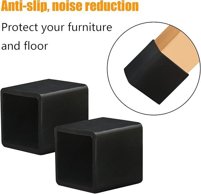 12-Pcs PVC Rubber Caps for Chair and Table Legs - Square and Rectangular Designs - 8