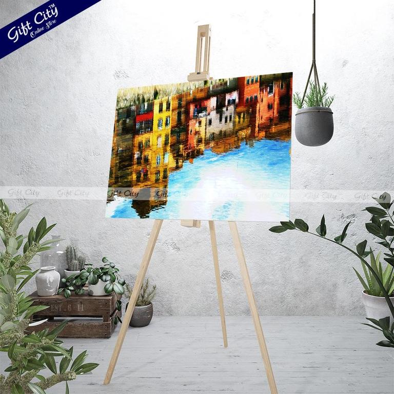 Building Reflection in Water Canvas Painting