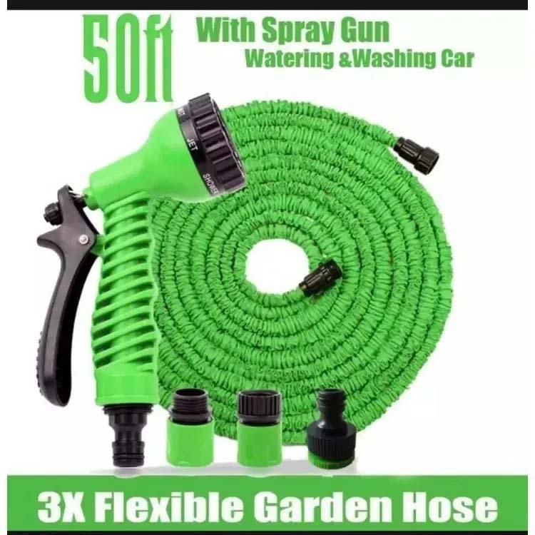 Face Value 50ft Expanding Garden Hose - 3X Expandable Hose with 8-Function Spray Nozzle - 8