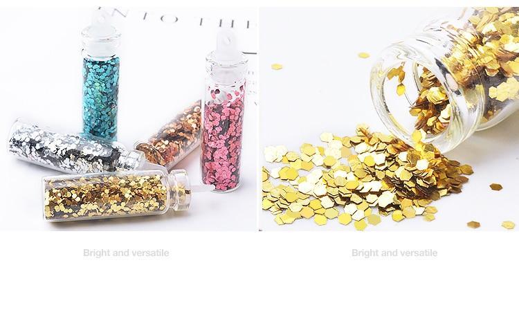 Set of 12 Mini Glass Bottles (10ml) with Caviar Microbeads for Nail Art, Slime, and Craft Decoration – Includes Sparkle Glitter for Resin and Eyeshadow - 7