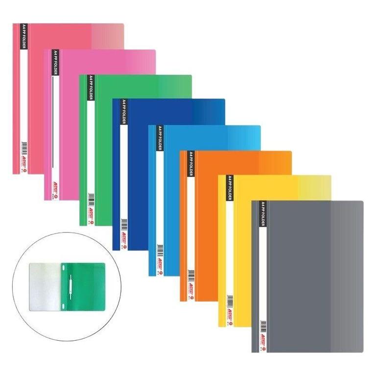 A4 Management File Folder with 2 Hole Binder Clip - 6 Transparent Plastic Presentation Covers in Assorted Colors for Documents and Certificates - 2