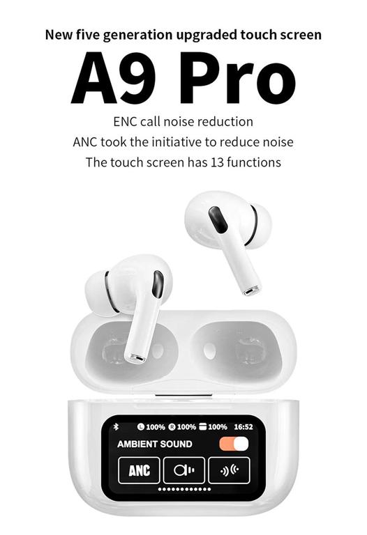 A9 Pro Airpods With Display i18 TWS Bluetooth 5.0 Wireless Earbuds with Touch Control and 5D Super Bass for iPhone, Xiaomi, and Huawei - 3
