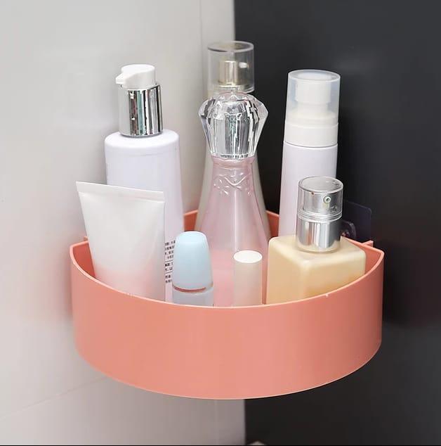 Adhesive Triangle Corner Shelf Organizer for Bathroom - No Drill Storage for Soap and Shampoo - 3
