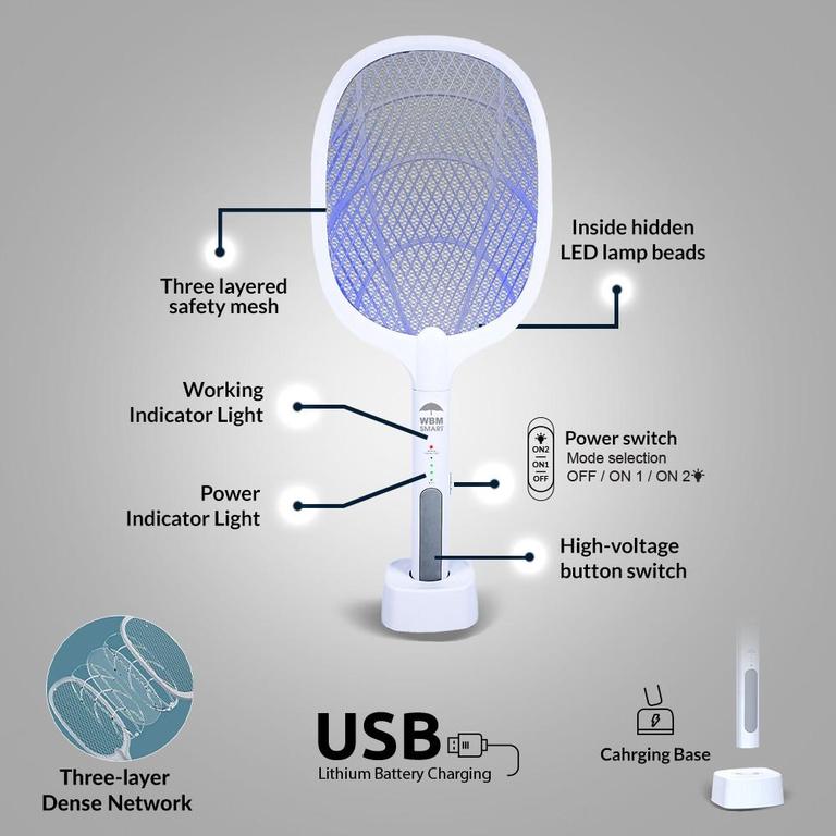 Zayraz Rechargeable 2-in-1 Mosquito Killer Racket and Night Lamp - 1
