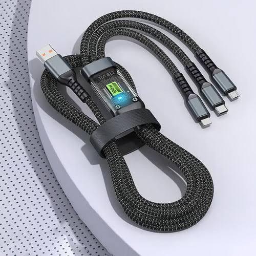 3 In 1 100W Transparent Pilot Lamp Super Fast Charging Cable Universal with Type C Usb Micro - 1