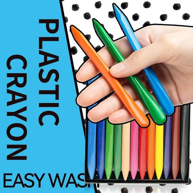 Pack of 12 Washable Reusable Plastic Crayons
