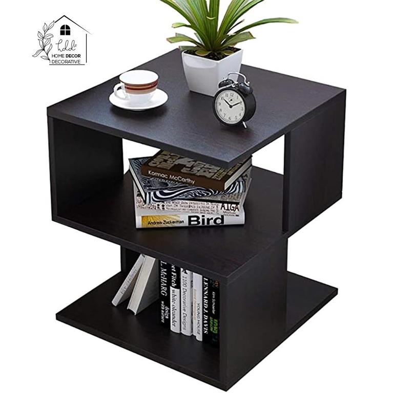 Side Table Bedside table small Coffee table with Storage Shelf Bookcase Storage Side Table - 1