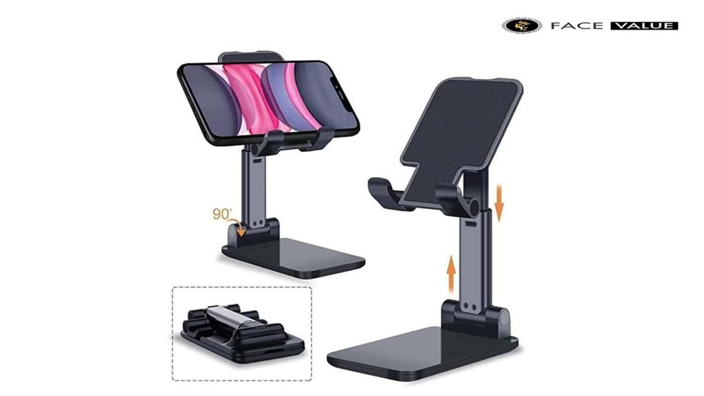 Face Value Adjustable Phone Holder: Height and Angle Customizable, Portable Desk Stand for Mobile Devices - 2