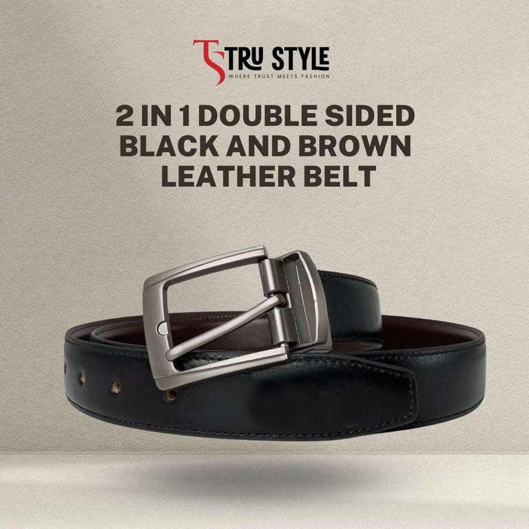 Hyper Hawk Men’s 2-in-1 Double-Sided Genuine Leather Belt in Black and Brown - 7