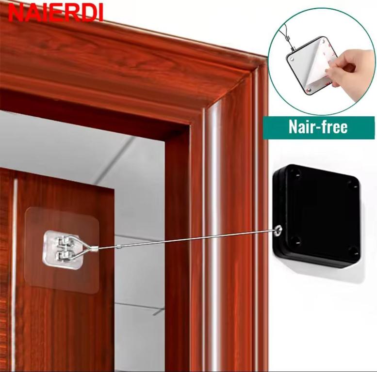 Multifunctional Automatic Door Closer Punch-Free Automatic Sensor Door Closer (800g Pull, Wire Rope Length 1.2m) Easy to Install for Various Doors - Door Draft - Door Closer - 2