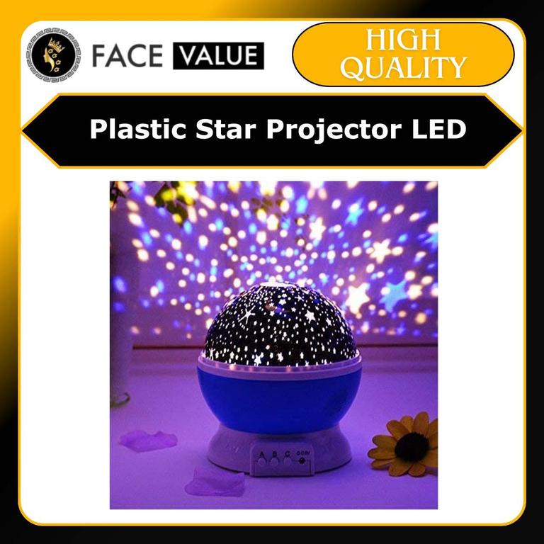Face Value Rotating LED Star and Moon Night Light Projector - Multi-Color Dream Bed Lamp - 1