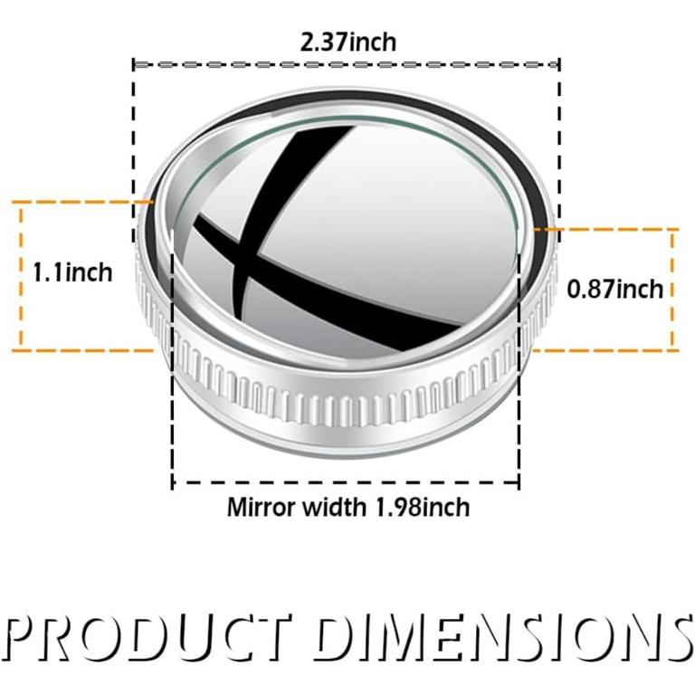 Car Vacuum Adsorption Blind Spot Mirror Suction Cup Design 360° High Quality -SILVER Convex Mirror Design Round -Inner Frameless Movement Mirror. - 7
