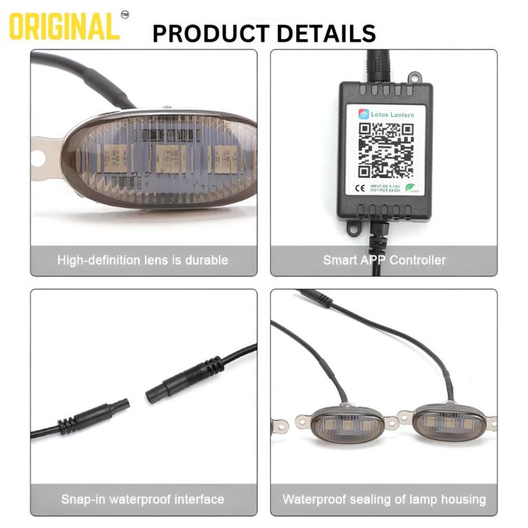 Car RGB Multi Color Front Grille DRL LED Parking Lights Multi Mode Wireless App Controlled Via Bluetooth Flash LED Lights Ford Raptor Style 4PCS With Long Wire Waterproof Connectors. - 2