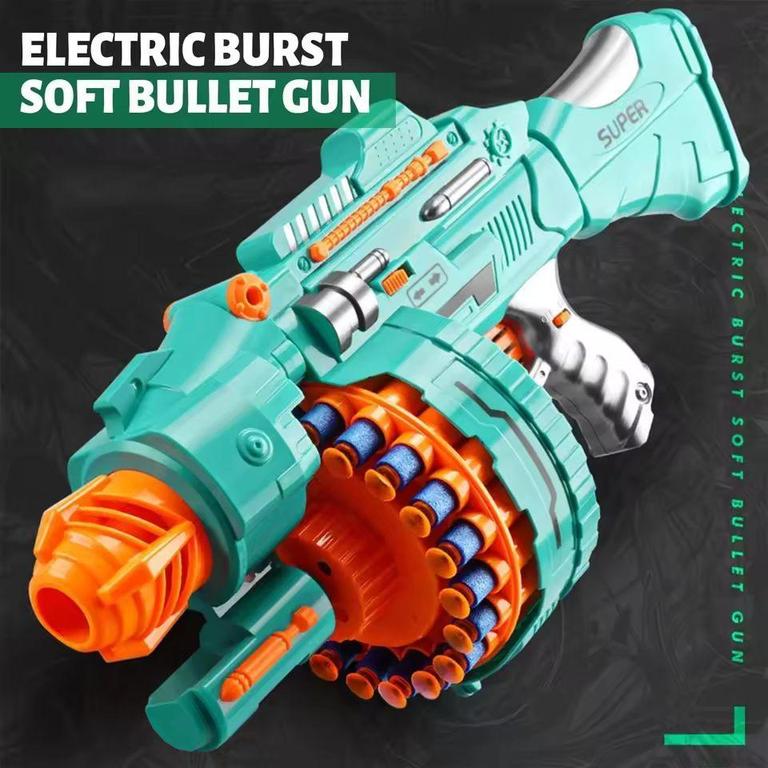 BLAST Super Gun - Automatic Soft Bullet Toy with Rotating Drum, 40 EVA Foam Bullets, Battery Operated for Indoor and Outdoor Play - 1
