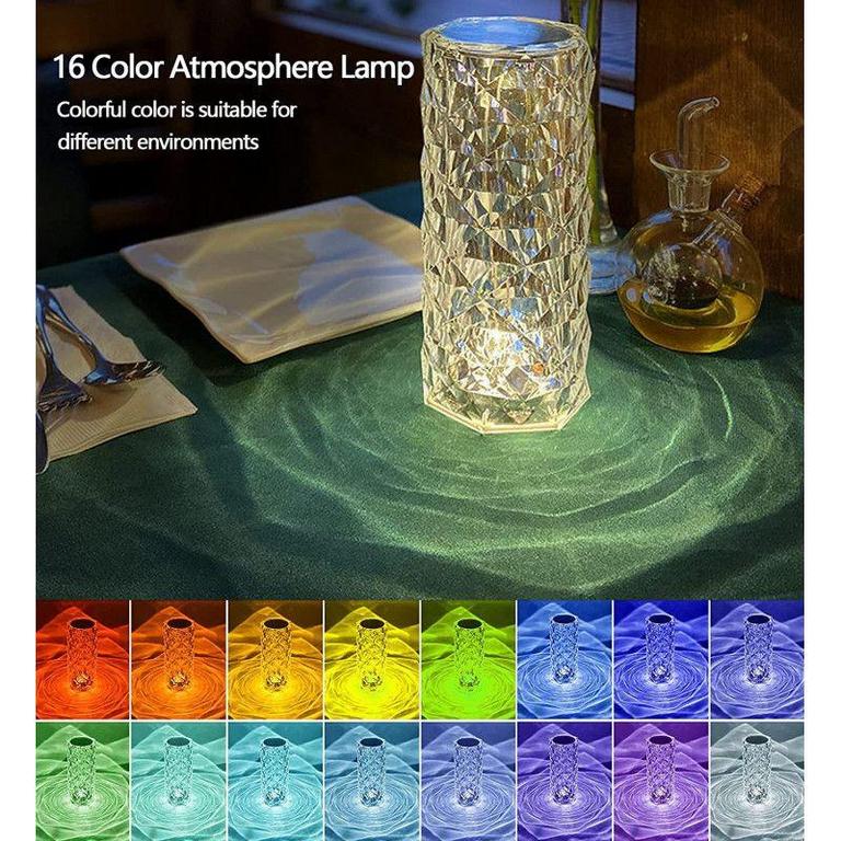 Cristal Diamond Table Lamp with 16 Color Options and Remote Control - 3