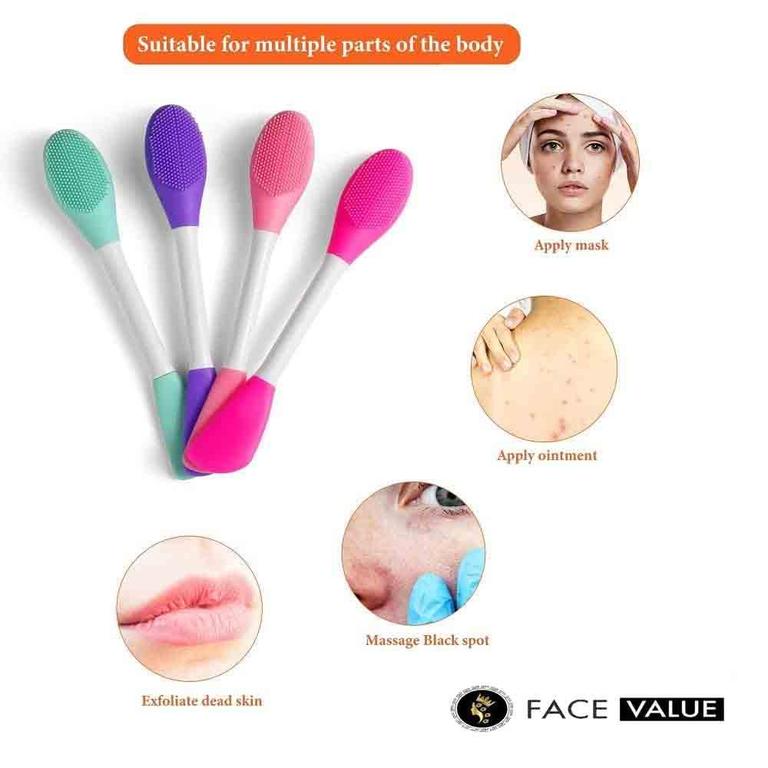 Face Value Silicone Face Mask Applicator, 2 in 1 Double-Sided Facial Scrubber Brush Tool, Double-Head Manual Cleansing Brush for Deep Gentle Exfoliating - 7