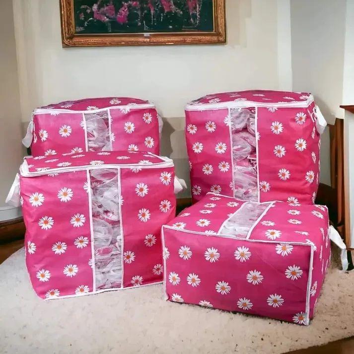 Folding Non-Woven Storage Bag & Organizer for Clothes and Blankets - Double Zipper Design - 5