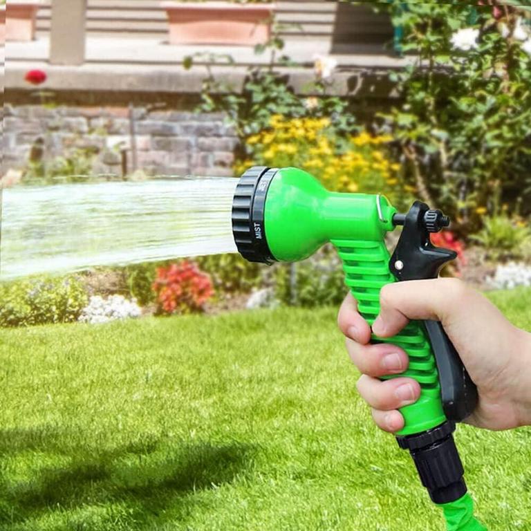 Face Value 50ft Expanding Garden Hose - 3X Expandable Hose with 8-Function Spray Nozzle - 7