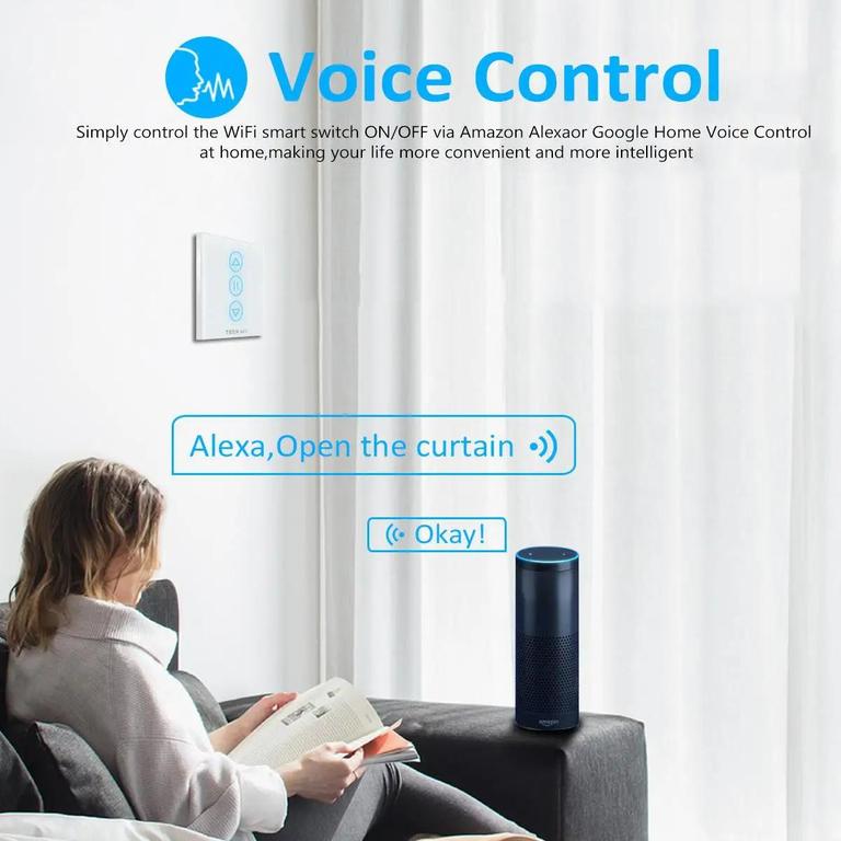 Smart Switch Touch Panel Curtain Control , Alexa Google Home - 3