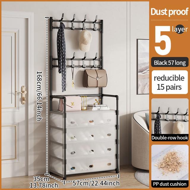 Multi-layer Dust Proof Space Saving Simple Coat & Shoe Rack - 1