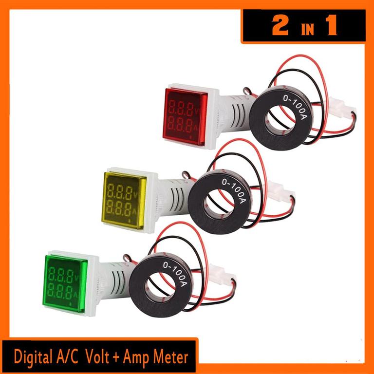 Square Digital AC Voltmeter Front View