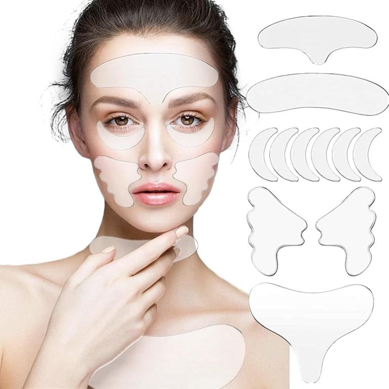 Face wrinkle Patches - Reusable Anti-Wrinkle Pads for Face - Skincare Pads to Smooth Eye, Mouth, Forehead - Clear Anti-Wrinkle Treatment for Overnight Lift - Train Facial Muscles to Reduce Fine Lines, Frown Lines, Smile Lines - 1