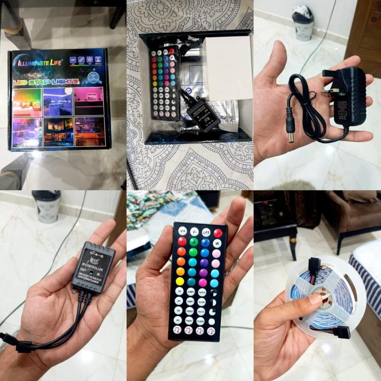 Flexible RGB LED Strip Light With Kit | 5m Exact length | 10 Different Colors | Best Ever Quality | RGB Light - 1