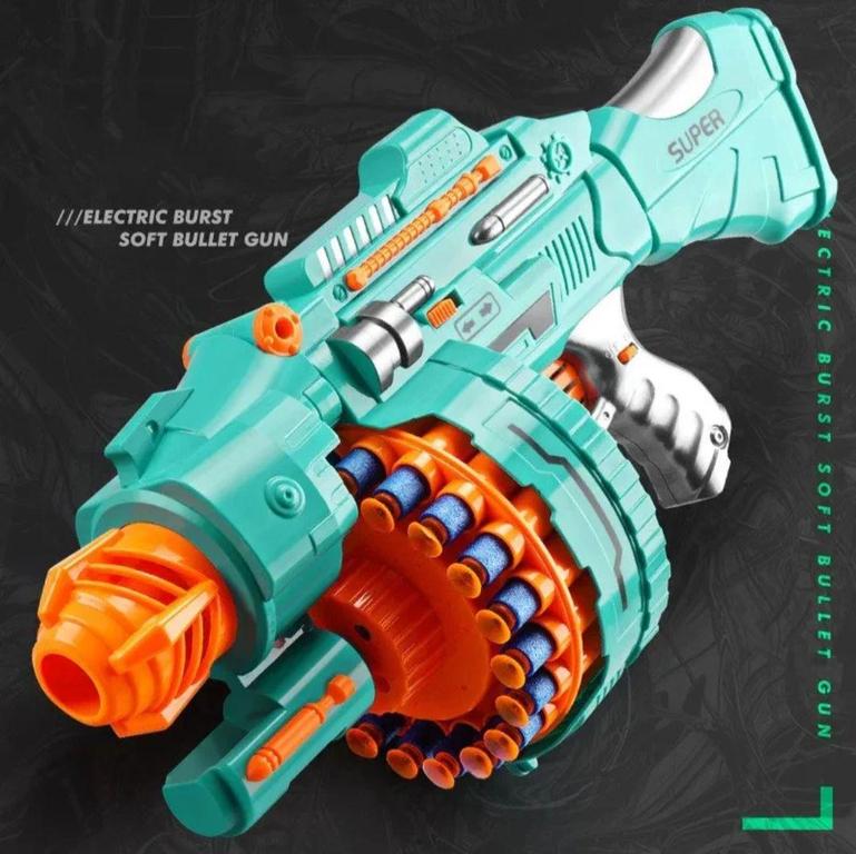 BLAST Super Gun - Automatic Soft Bullet Toy with Rotating Drum, 40 EVA Foam Bullets, Battery Operated for Indoor and Outdoor Play - 9