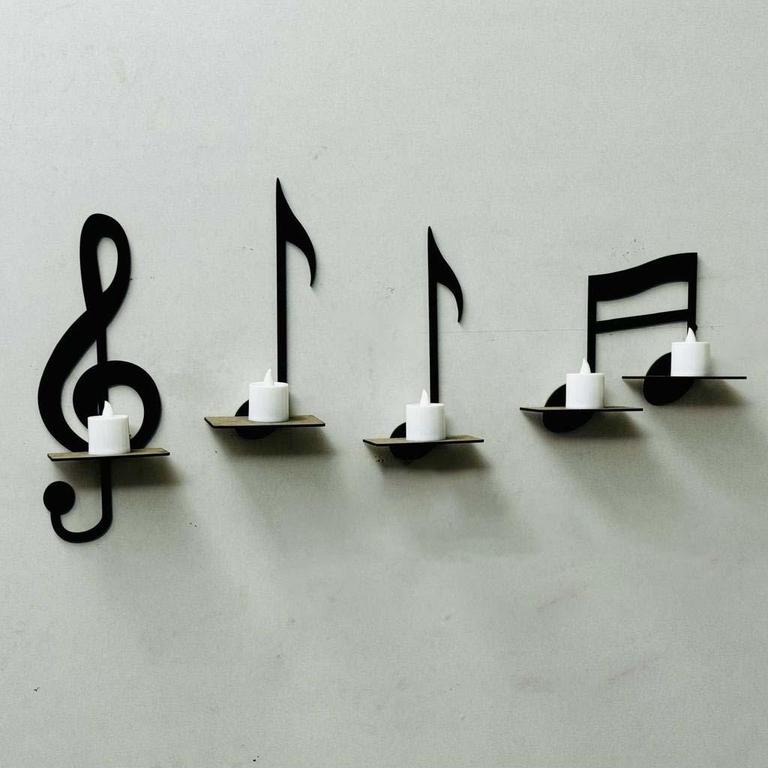 Dotz Brand Miniature Musical Instruments Wall Shelves - Set of 4 for Candle and Flower Display - 4