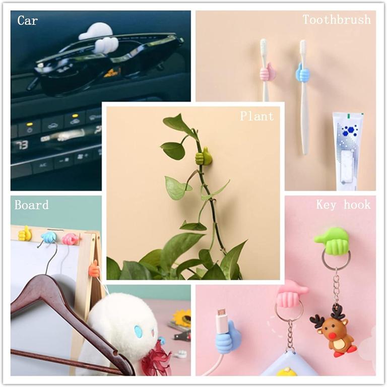 Face Value Silicone Thumb Wall Hooks - Multi-Function Self-Adhesive Cable Organizer and Key Hook Wall Hangers - 6