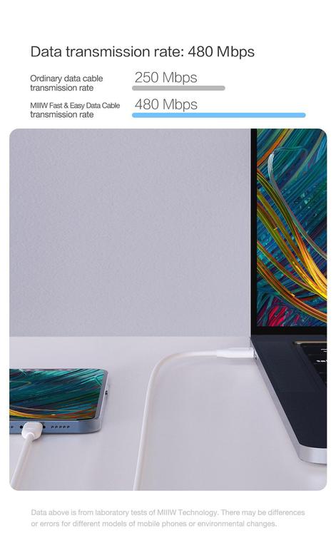 MIIIW Fast & Easy Data Cable to Type-c or Iphone Lightning Support - 6